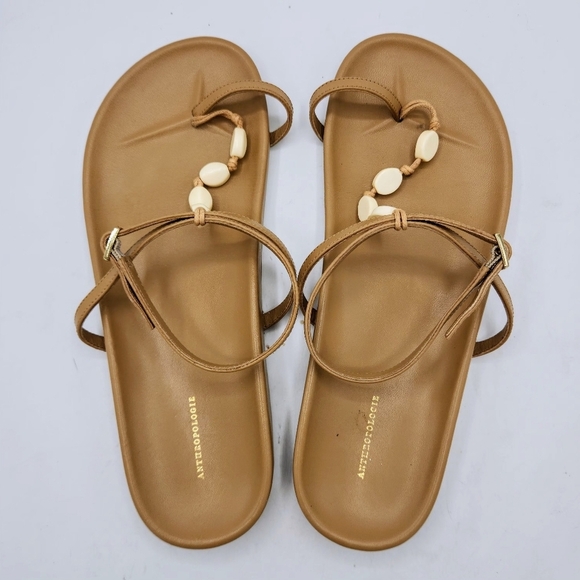 Anthropologie Toe-Loop Stone Sandals In Tan Size 10 M - Picture 4 of 15